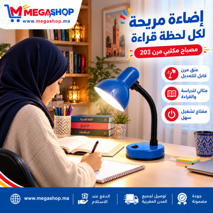 ⁦مصباح مكتبي مرن للقراءة والمذاكرة⁩ - الصورة ⁦2⁩
